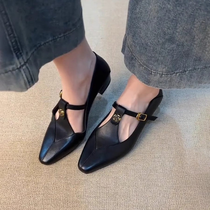 Dame elegante spidse Slingback Ballerinaer med dekorativt spænde-design Stilla