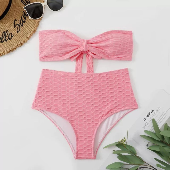 Dame højt skåret bikini med stilfuldt knudedetalje Skovae