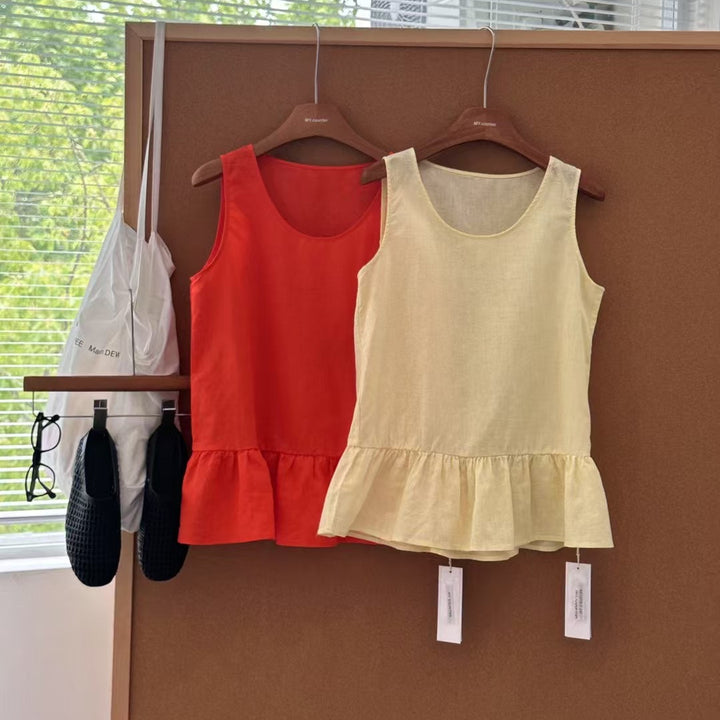 Femme Peplum Kant Ærmeløs Top Stilla