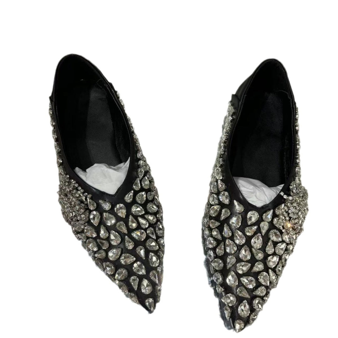 Femme Crystal-Besatte Spidse Ballerinaer Stilla
