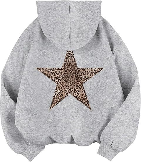 Dame Grafik Hætte-Sweatshirt med Dyreprint Stjerne Design Stilla