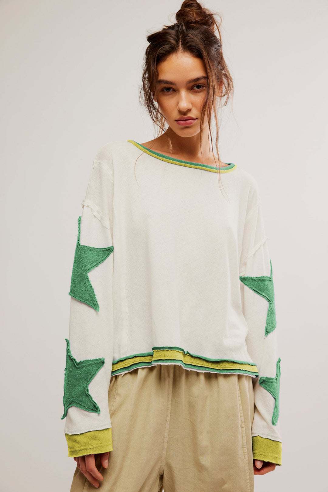 Femme Fritidstrøje Sweatshirt med stjernestikninger Stilla
