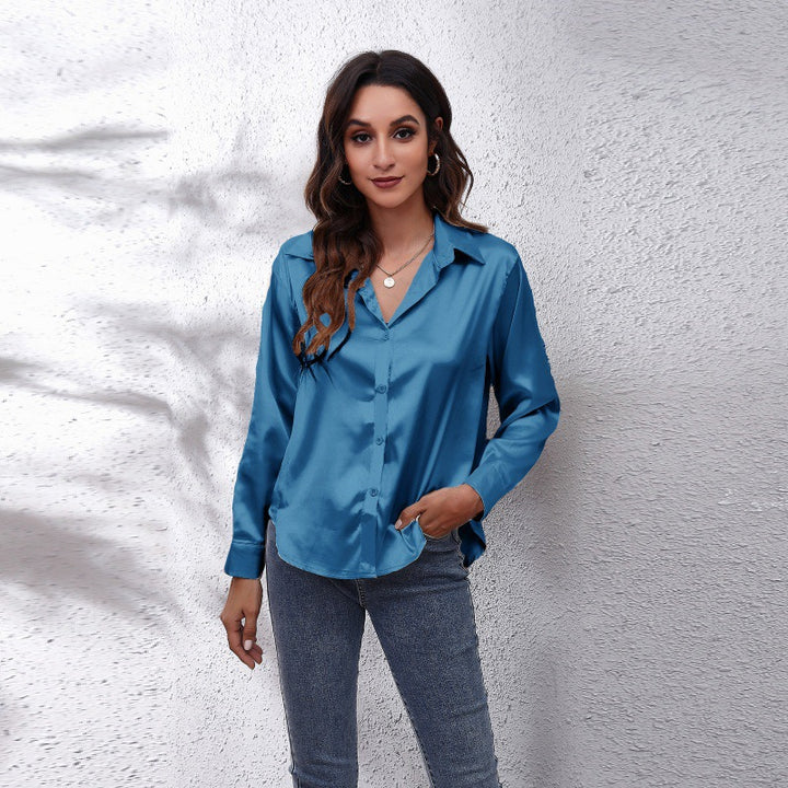 Dame elegant satinbluse Stilla
