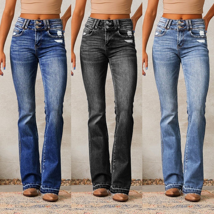 Dame Flare Jeans i Vintage-stil med høj talje Stilla