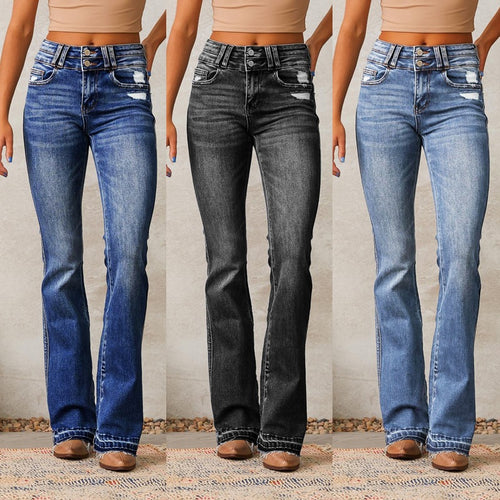 Dame Flare Jeans i Vintage-stil med høj talje Stilla