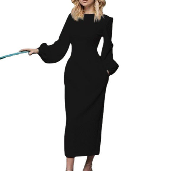 Dame Maxi-kjole med elegante puffærmer og smal pasform Stilla