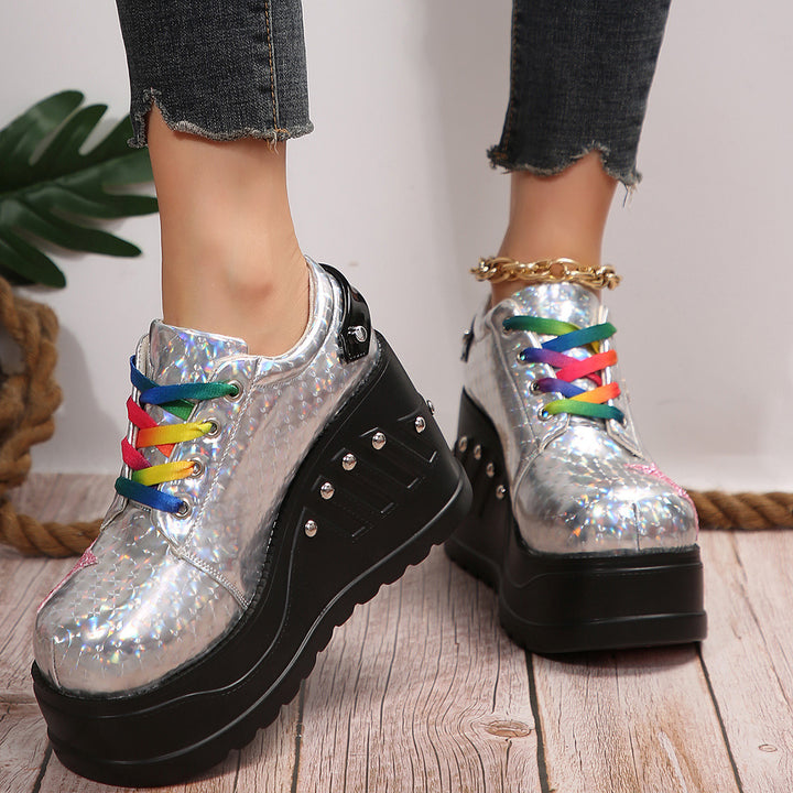 Dame Glitrende Plateau Sneakers Stilla