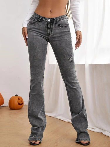 Dame Bootcut Jeans med fine slidser og høj talje Stilla