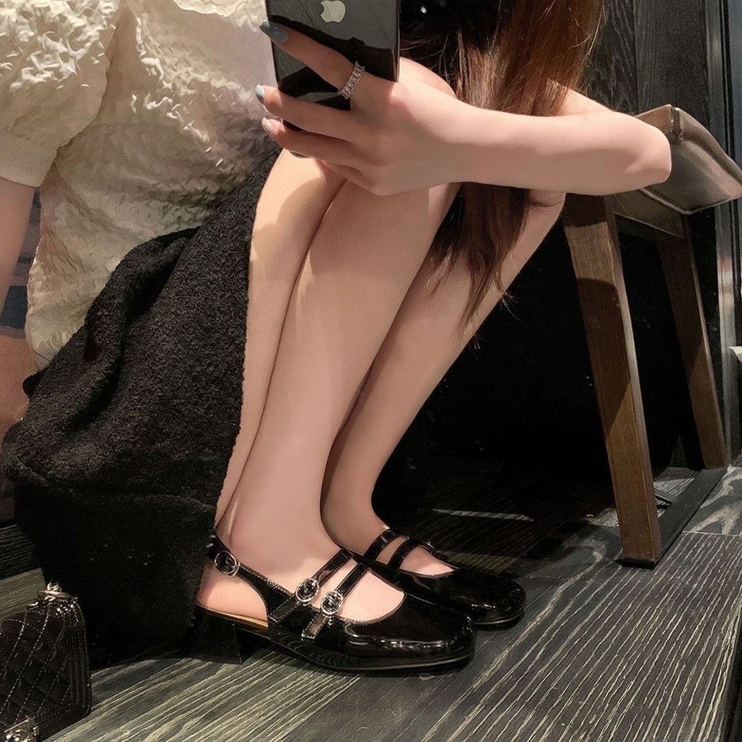 Dame Slingback Blokhæl Mules med dekorativ bue Stilla