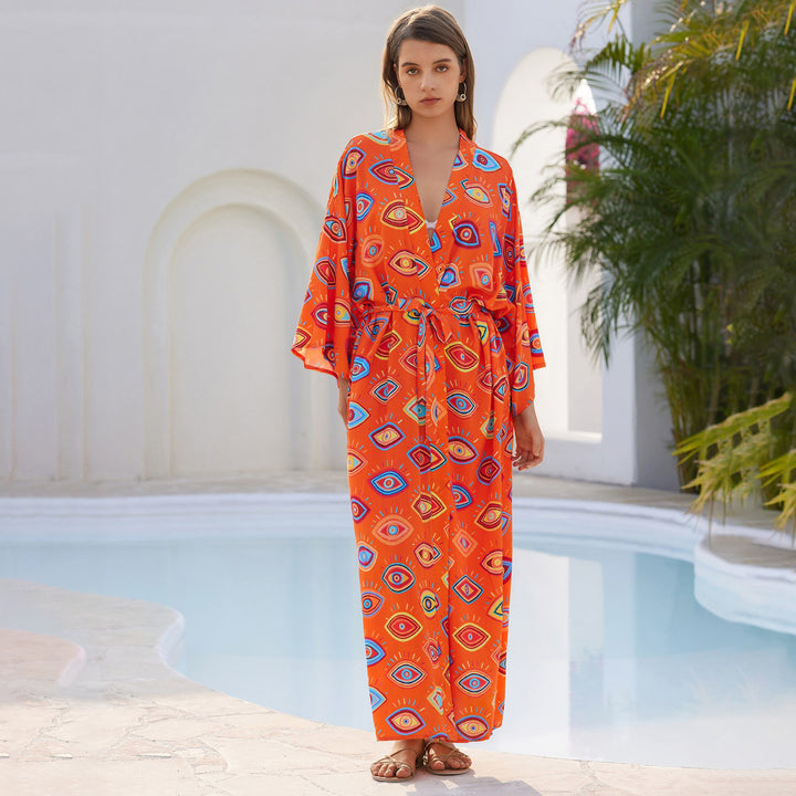 Kvinder Bohemian Trykt Maxi Kaftan Kjole Stilla