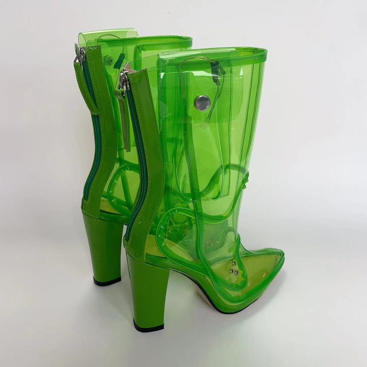Femme Transparent Chunky Hæl Støvler Stilla