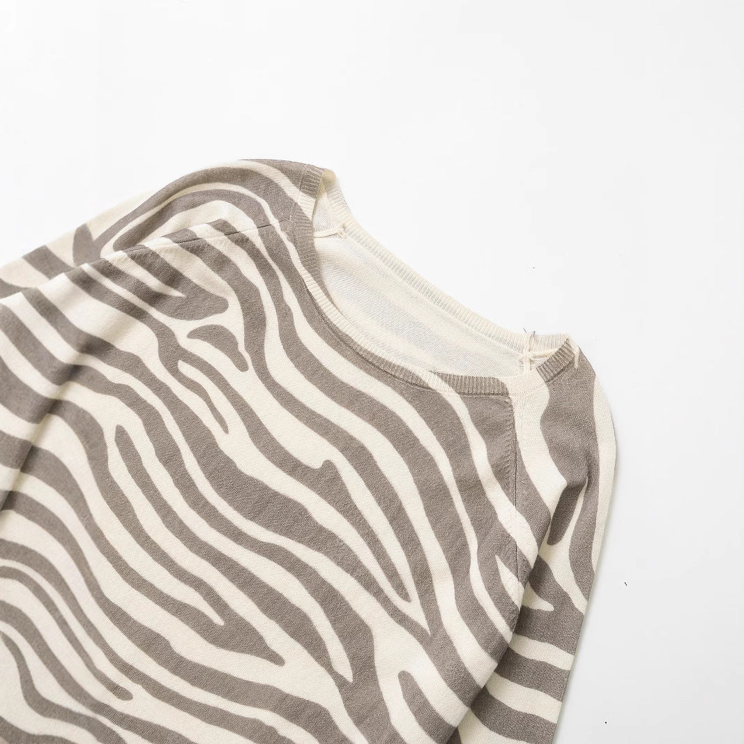 Femme Langærmet Zebra Print Top Stilla