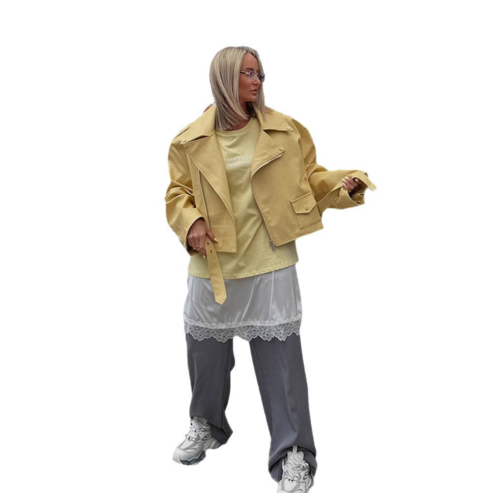 Dame Oversized Bikerjakke med flatterende skæring Stilla