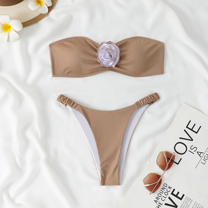 Dame Floral-Beskåret Bandeau Bikini Sæt Stilla