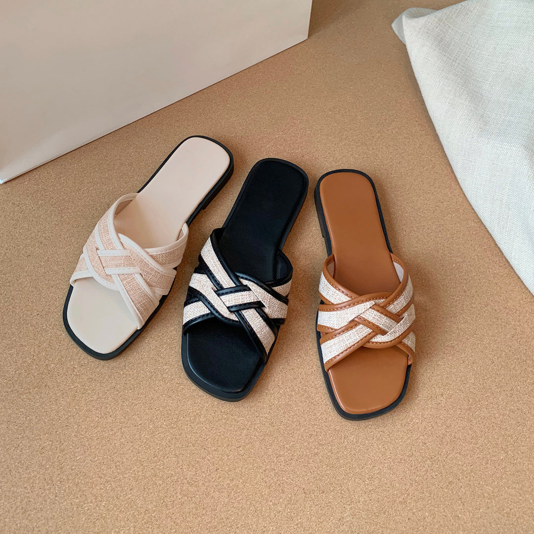 Dame Stilfulde Slide Sandaler med Krydsede Stropper Stilla