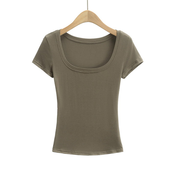 Dame Rundhalset T-shirt i blødt, elastisk materiale med figursyet snit Stilla