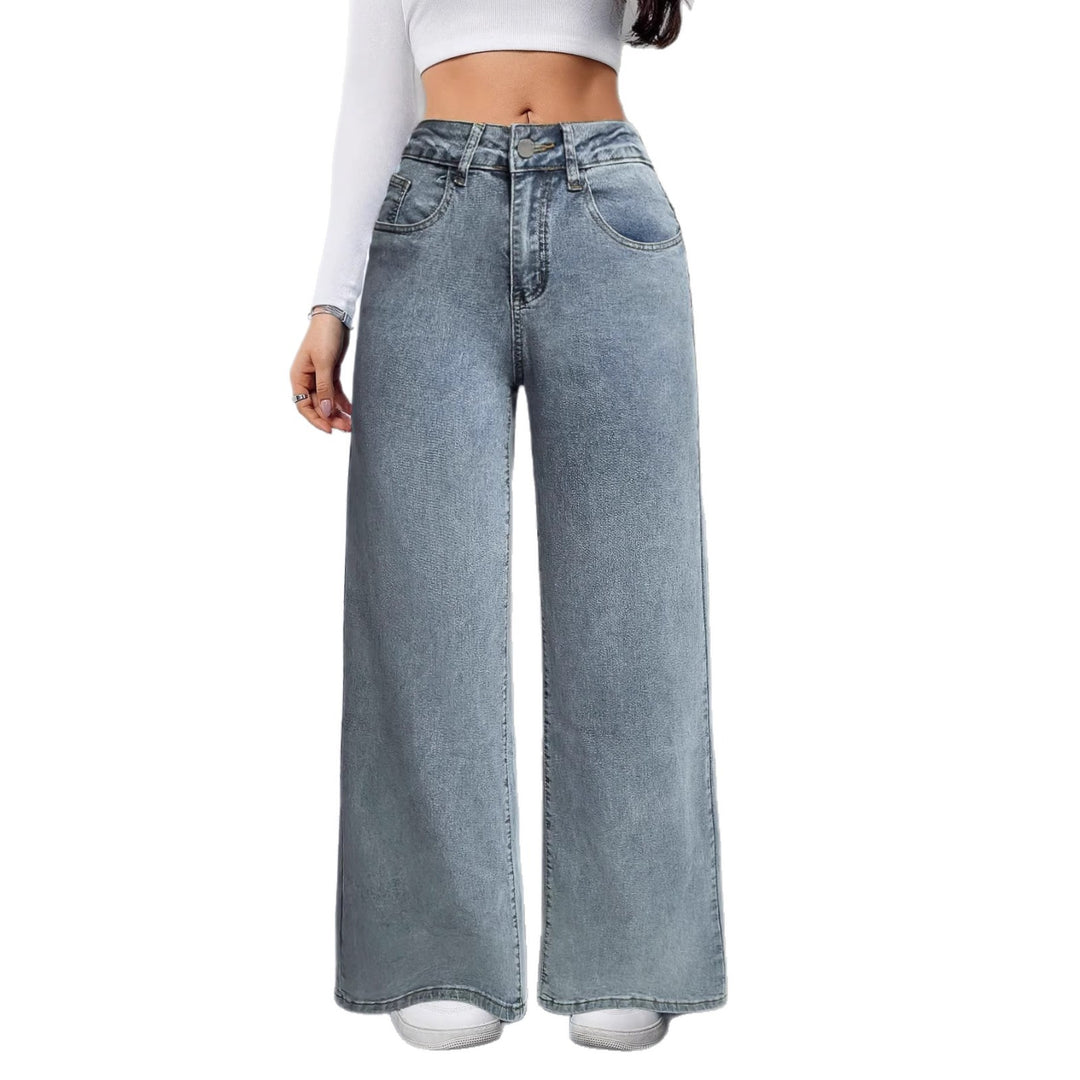 Dame brede vintage jeans med høj talje og afslappet look Skovae