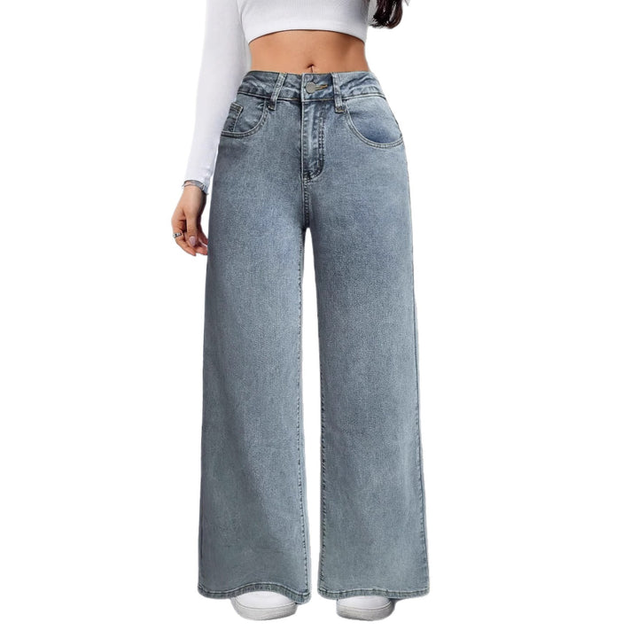 Dame brede vintage jeans med høj talje og afslappet look Skovae