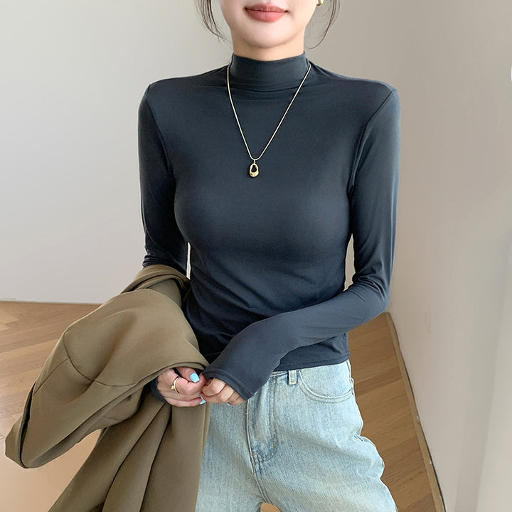 Dame Langærmet Turtleneck-shirt med fin pasform og elastisk materiale Stilla