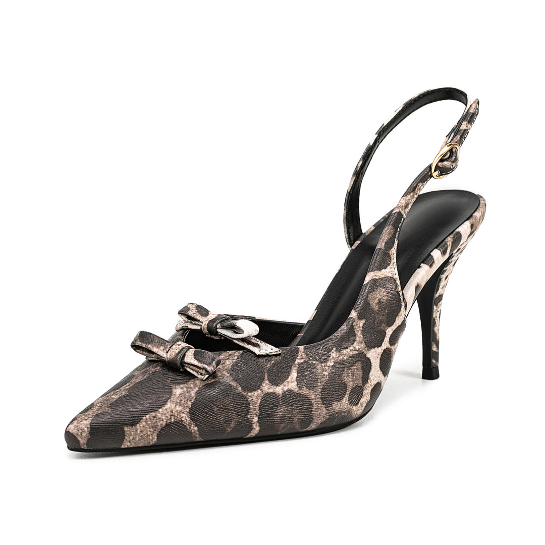 Dame Spids-tå Slingback-hæle med dekorativt sløjfedetalje Stilla