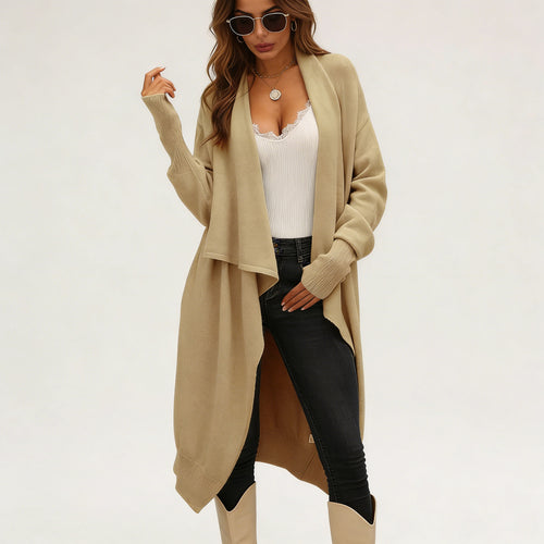 Dame casual strikket cardigan med asymmetrisk snit og blødt materiale Stilla