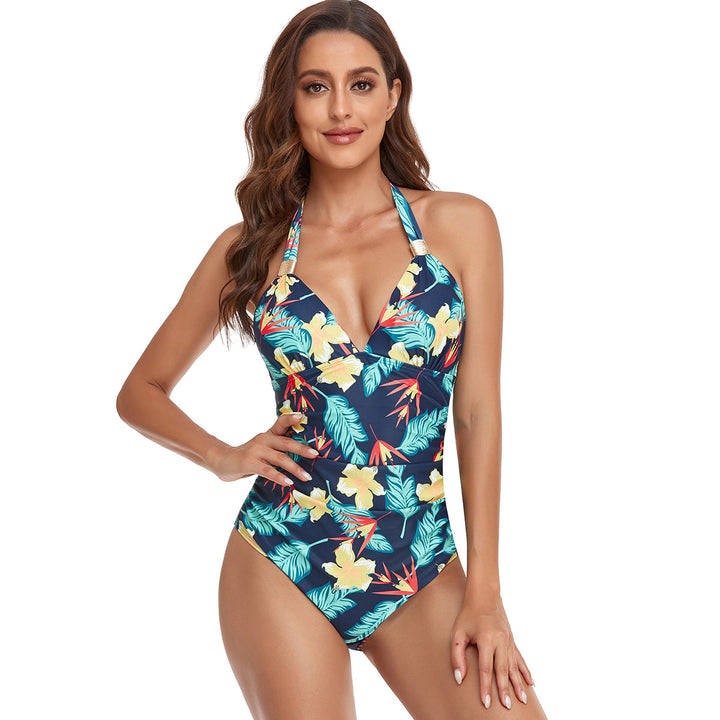 Femme Plunge Neck Leopardmønster Én-delt Badedragt Stilla