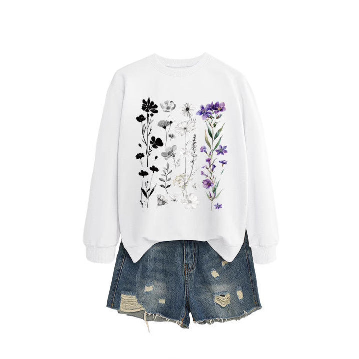 Kvinders sweatshirt med blomster grafikdesign og blødt inderfor Stilla
