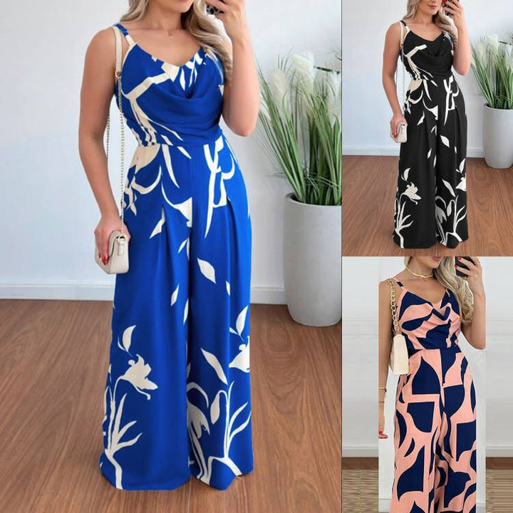 Dame elegant jumpsuit med flydende stof og legende mønster Stilla