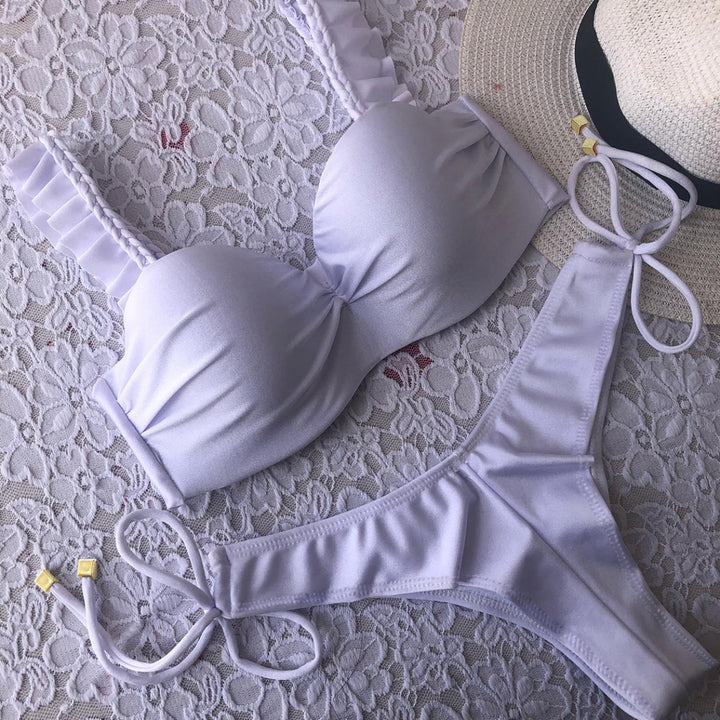 Dame Bikini-sæt med raffinerede flæse detaljer og høj talje snit Stilla