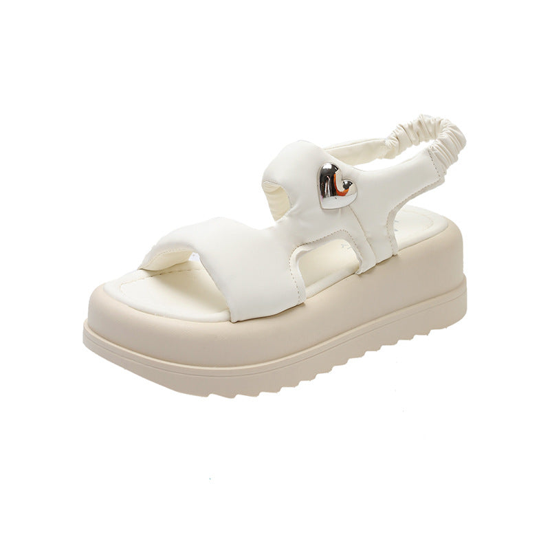 Dame Sporty Plateau-Sandaler med fleksible remme og mode hjerteaccent Stilla
