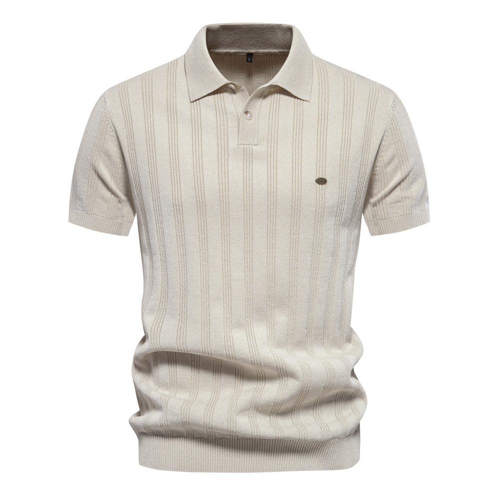 Herrer kortærmet poloshirt med struktureret ribmønster Stilla