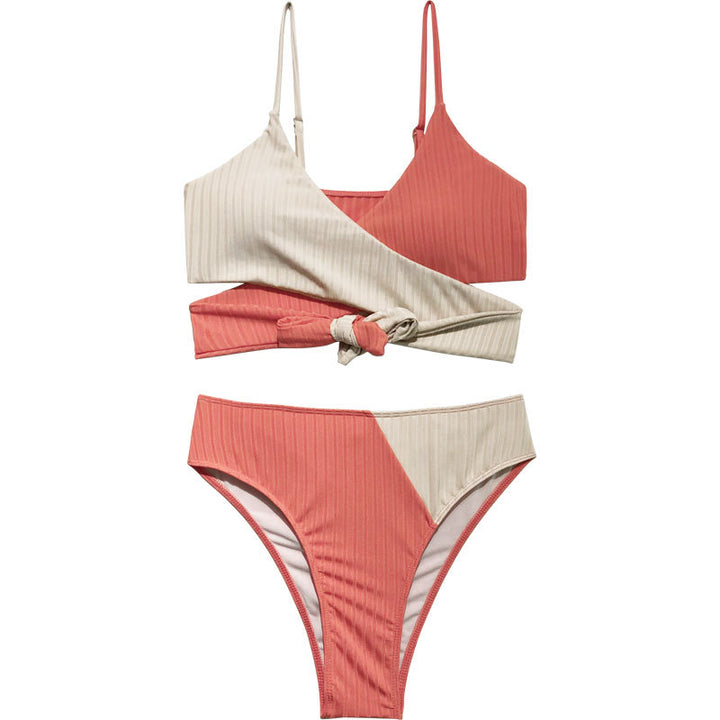 Dame Farverig stribet Bikini-sæt med cropped top og høj talje Stilla