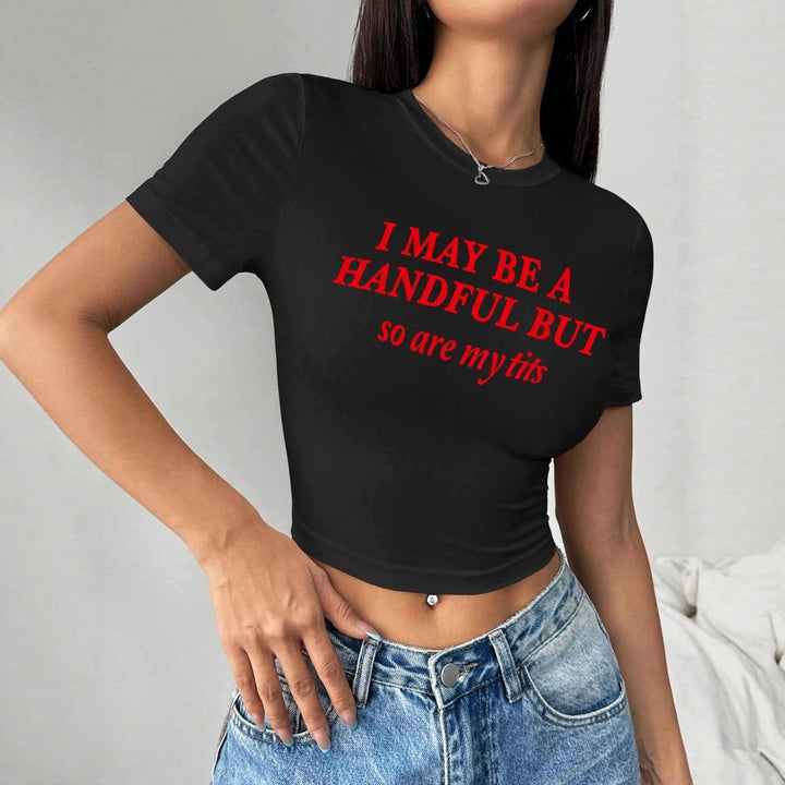 Dame Crop-T-shirt med sjovt print Skovae