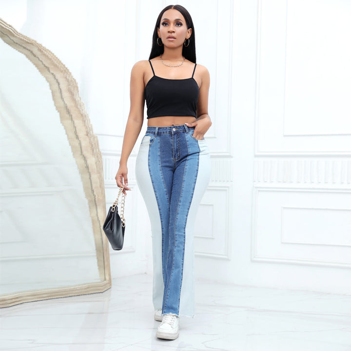 Dame High-Waist Flared Jeans med kreativ farvedesign og figurvenlig pasform Stilla