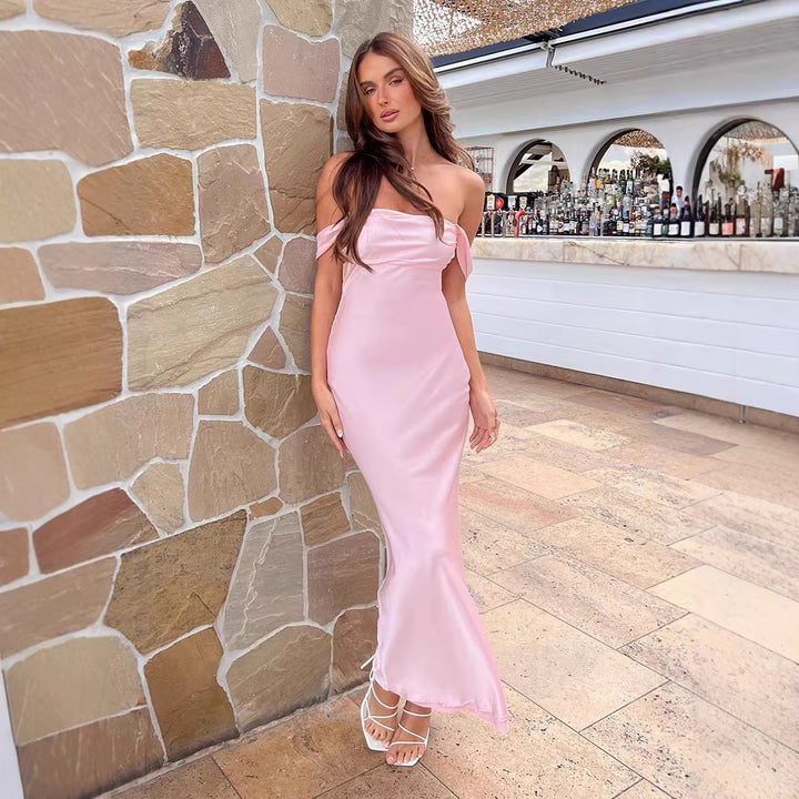 Damer elegant satin aften kjole Skovae