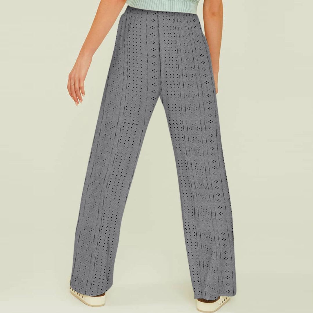Dame Bred High-Waist-Bukser med luftig struktur Stilla
