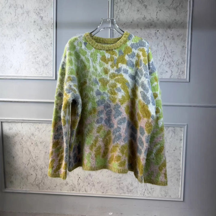 Dame strikpullover med kreativt mønster Stilla