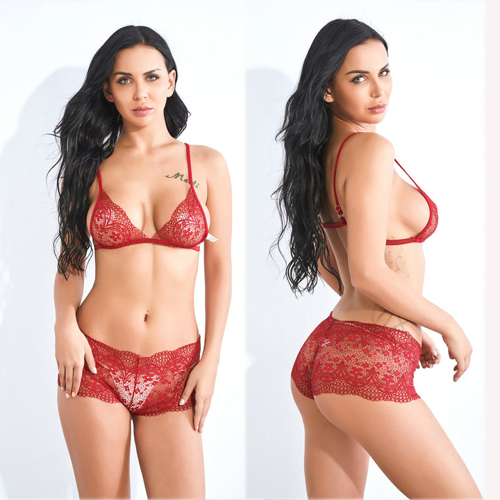 Damer Floral Spids Bralette og Boxer Brief Sæt Stilla
