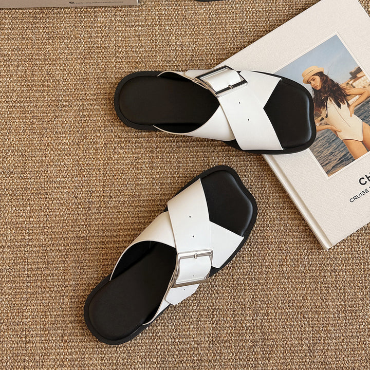 Femme Cross-Front Slide Sandaler med spænde-detalje Stilla