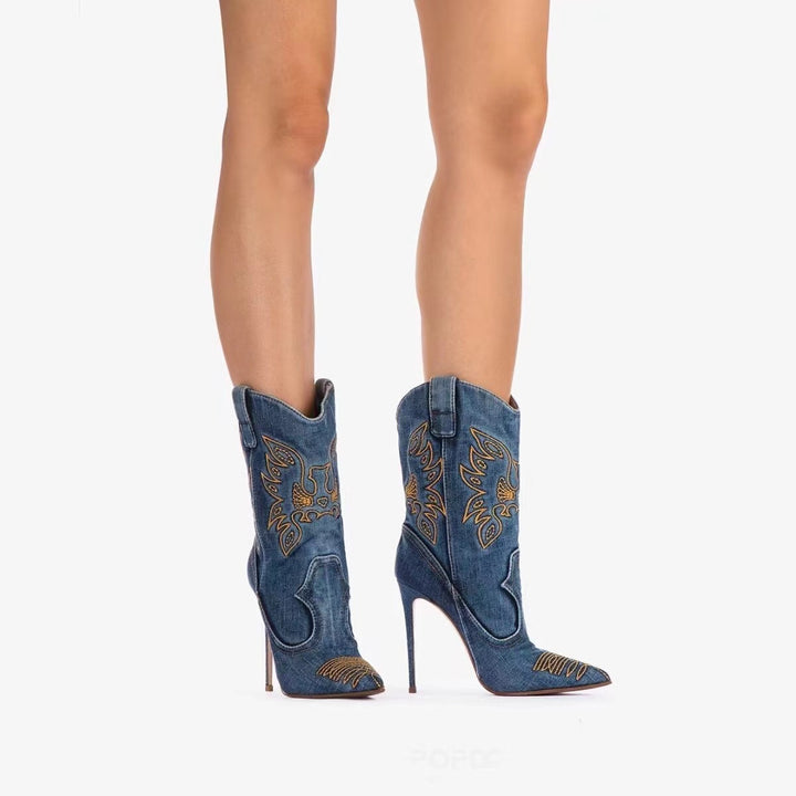 Femme Over-the-Knee Stiletto Cowboy Støvler Stilla