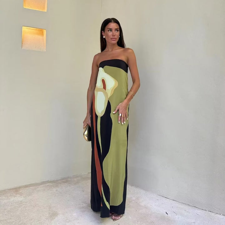 Femme Strapless Floral Maxi Kjole Stilla