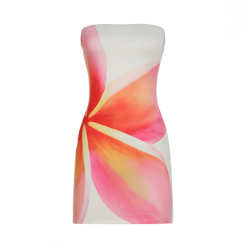 Damen Bunt bedrucktes Bandeau-Kleid Skovae