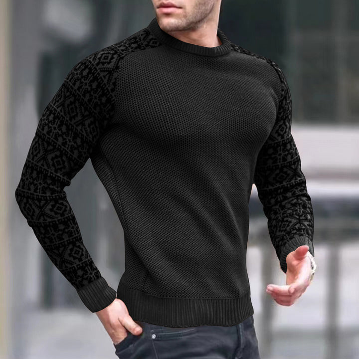 Herre moderigtig strikpullover med grafisk mønster og optimal pasform Stilla