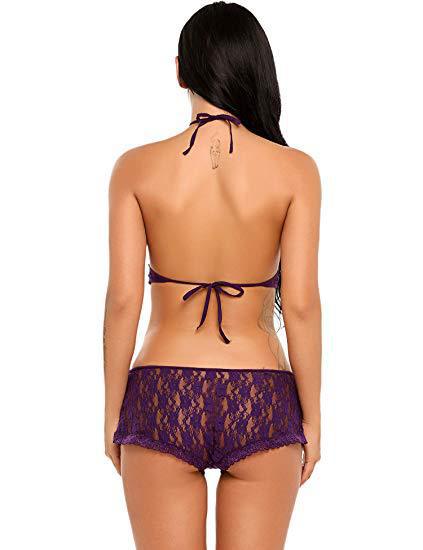 Damer Spids Halter Bralette og Cheeky Short Sæt Stilla