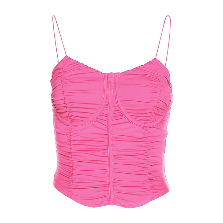 Dame Bustier-top med rynket design og justerbare stropper Stilla