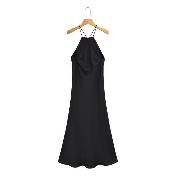Femme Elegant Slip Maxi Kjole med justerbare Spaghettistropper Stilla