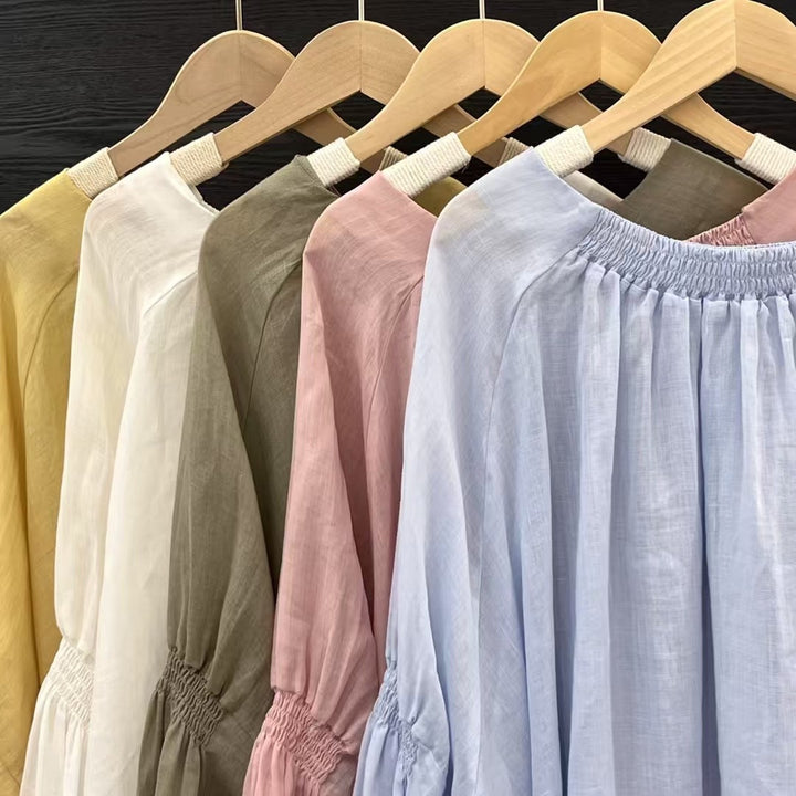 Femme Let Flydende Tunika-Bluse med Ballonærmer Stilla