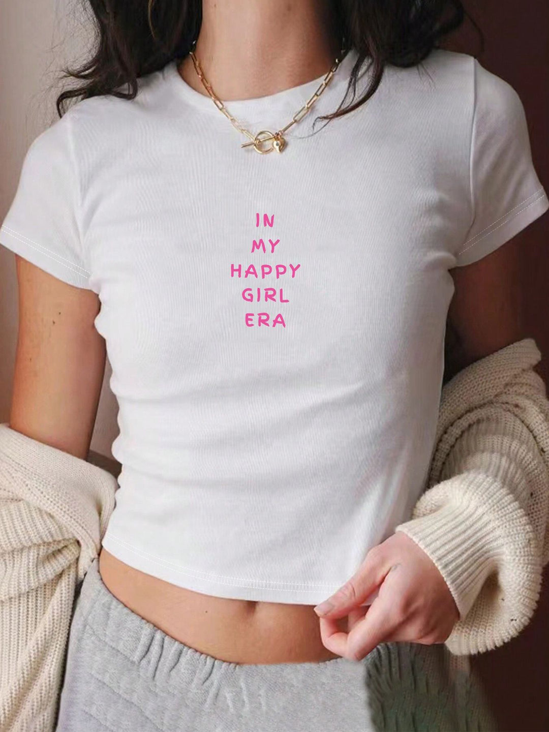 Dame Crop Top med 90'er årgang tryk Skovae