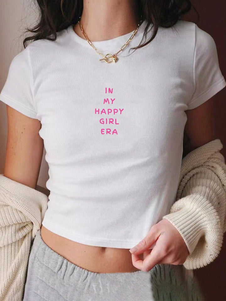 Dame Crop Top med 90'er årgang tryk Skovae