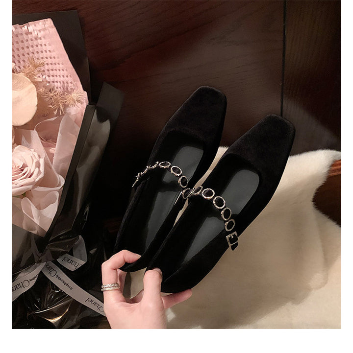 Dame Elegant Saten Mary Jane Ballerinaer med dekorativ strop Stilla